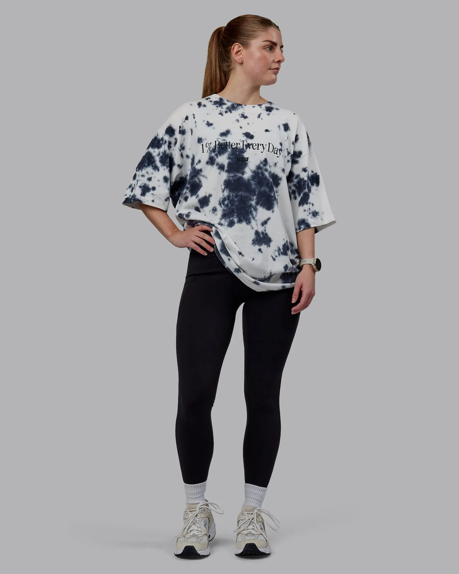 Unisex 1% Better Heavyweight Tee Oversize - White-Black Tie Dye