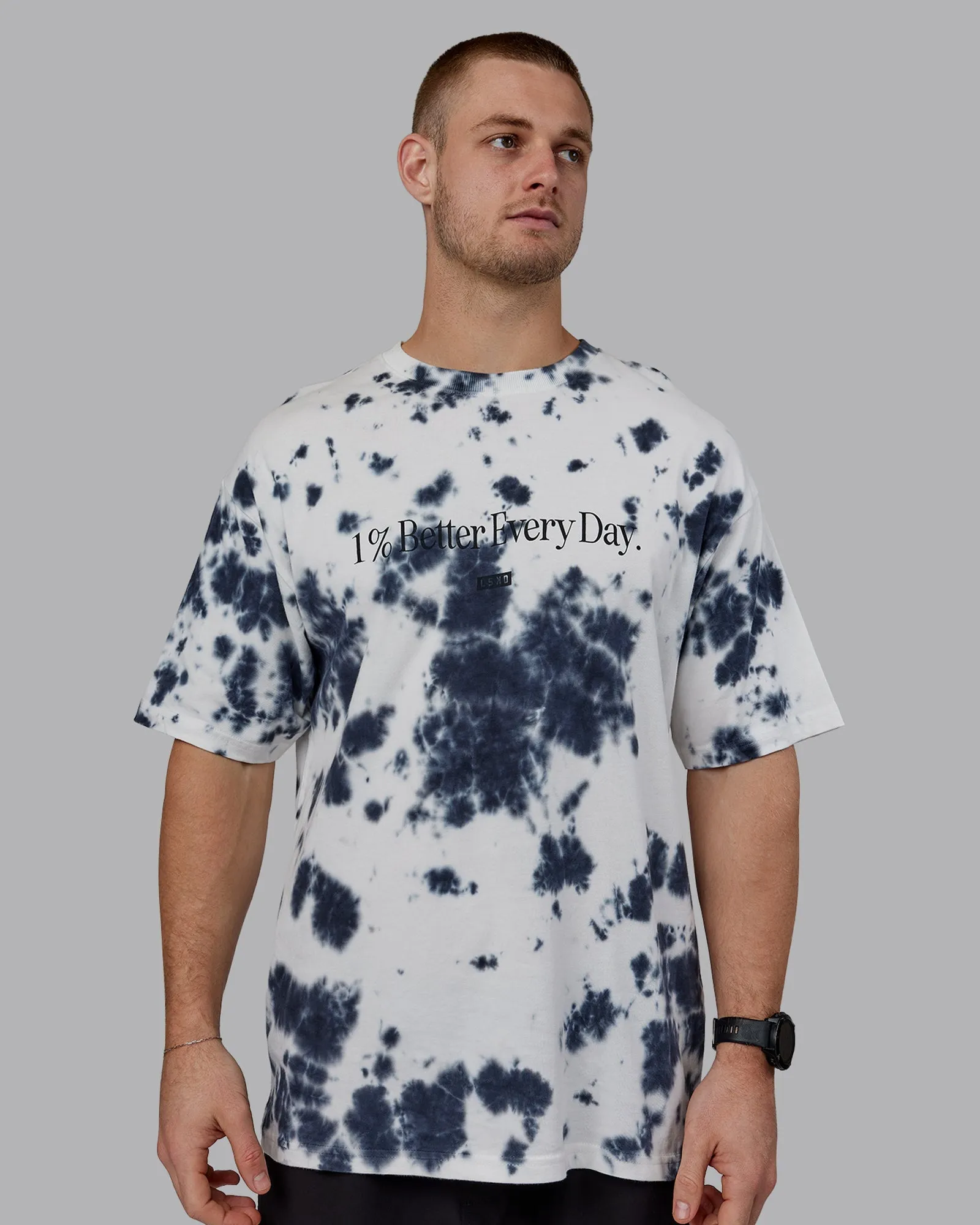 Unisex 1% Better Heavyweight Tee Oversize - White-Black Tie Dye