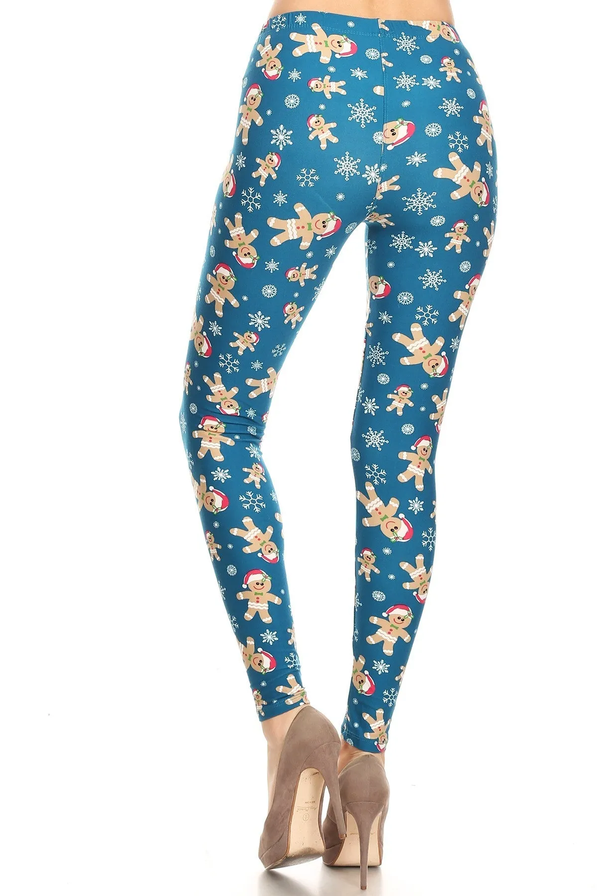 Women's Plus Gingerbread Man Pattern Printed Leggings