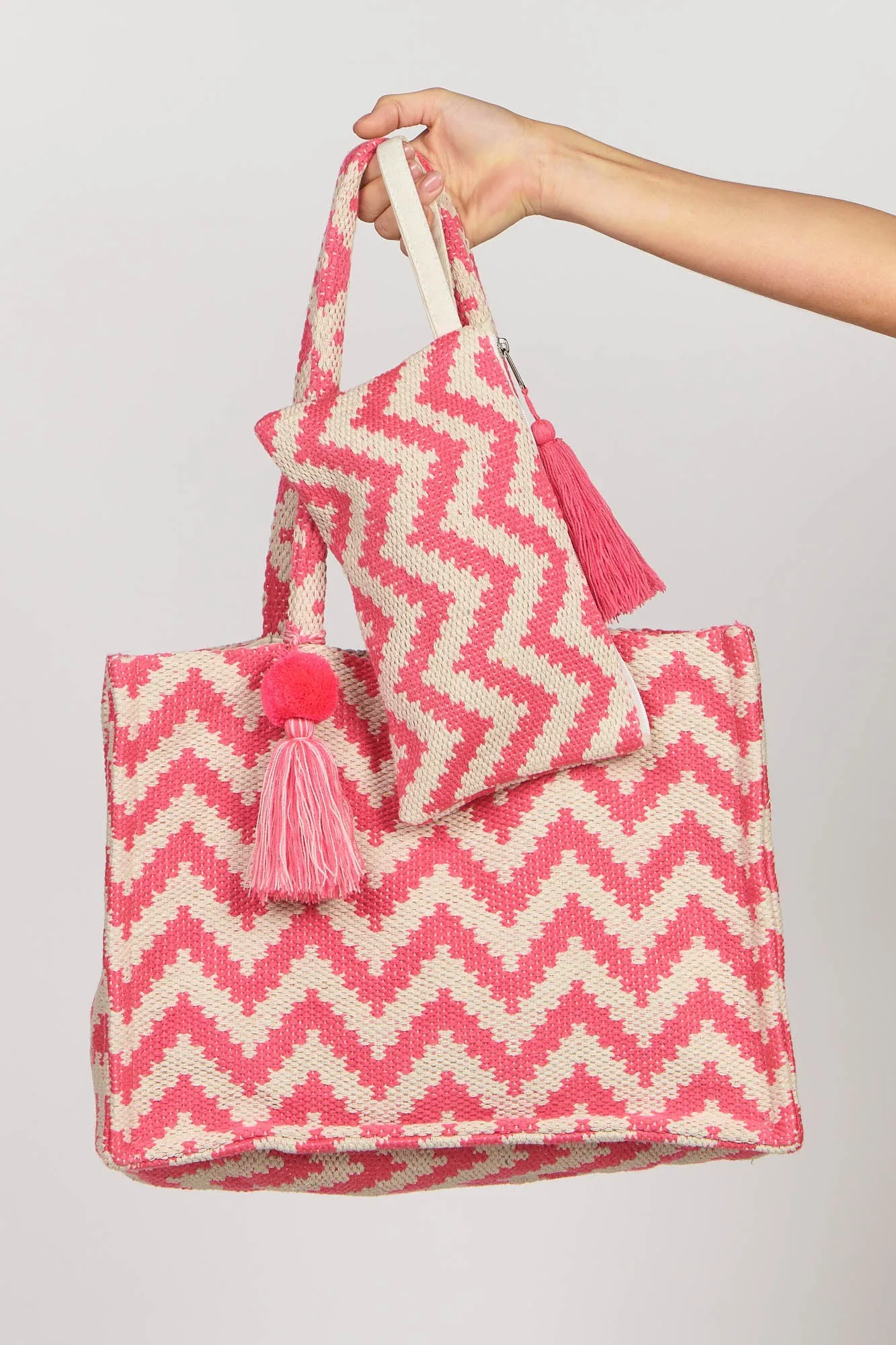 Zig Zag Tote Bag Pink